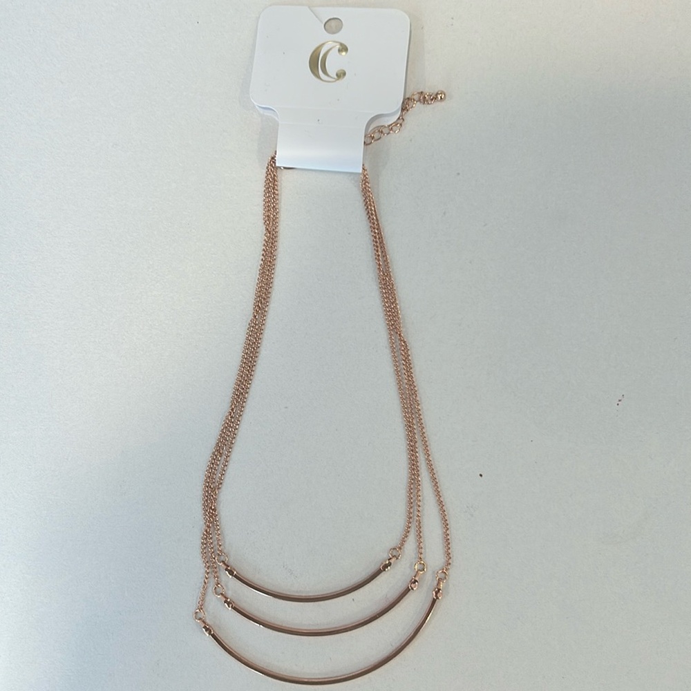 Charming Charlie layered chain necklace Rose gold